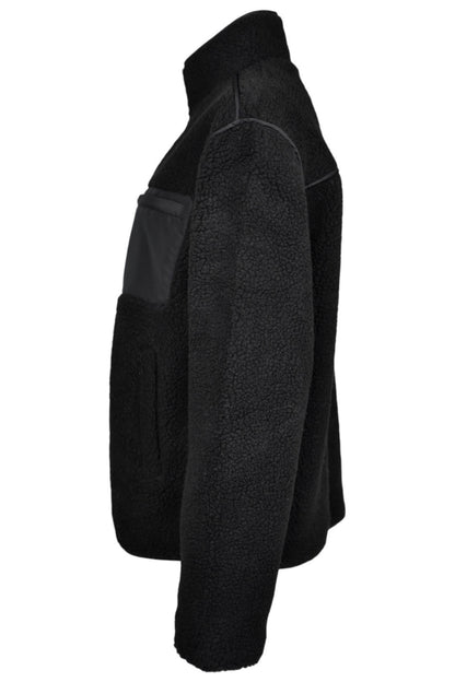 Black Contrast Pocket Zip Up Fleece