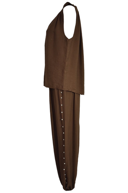 Brown Stud Detail Vest & Cuffed Trousers Co-ord