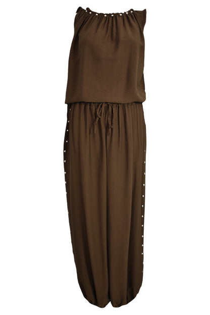 Brown Stud Detail Vest & Cuffed Trousers Co-ord