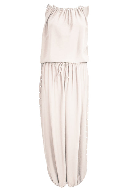 Cream Stud Detail Vest & Cuffed Trousers Co-ord