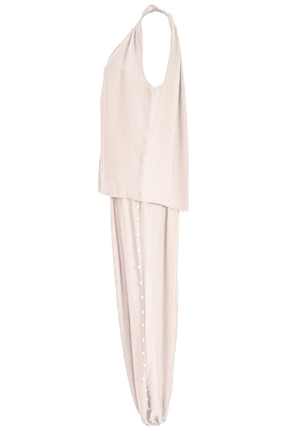 Cream Stud Detail Vest & Cuffed Trousers Co-ord
