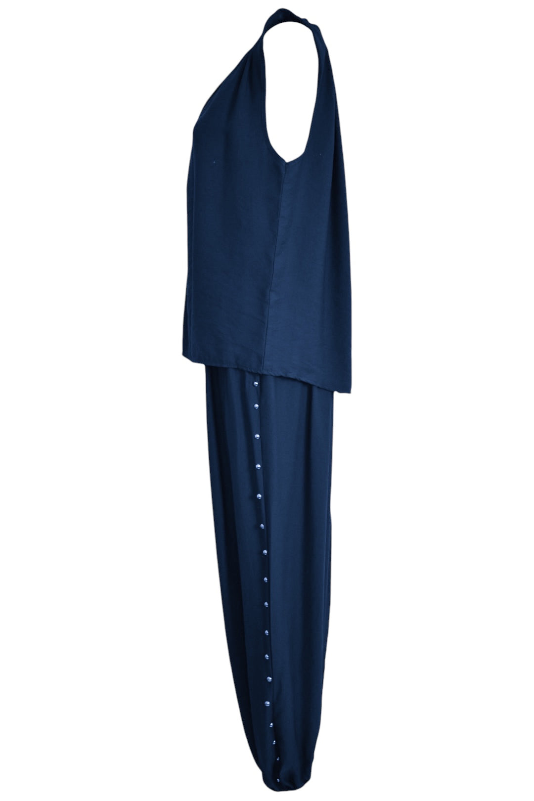 Navy Stud Detail Vest & Cuffed Trousers Co-ord