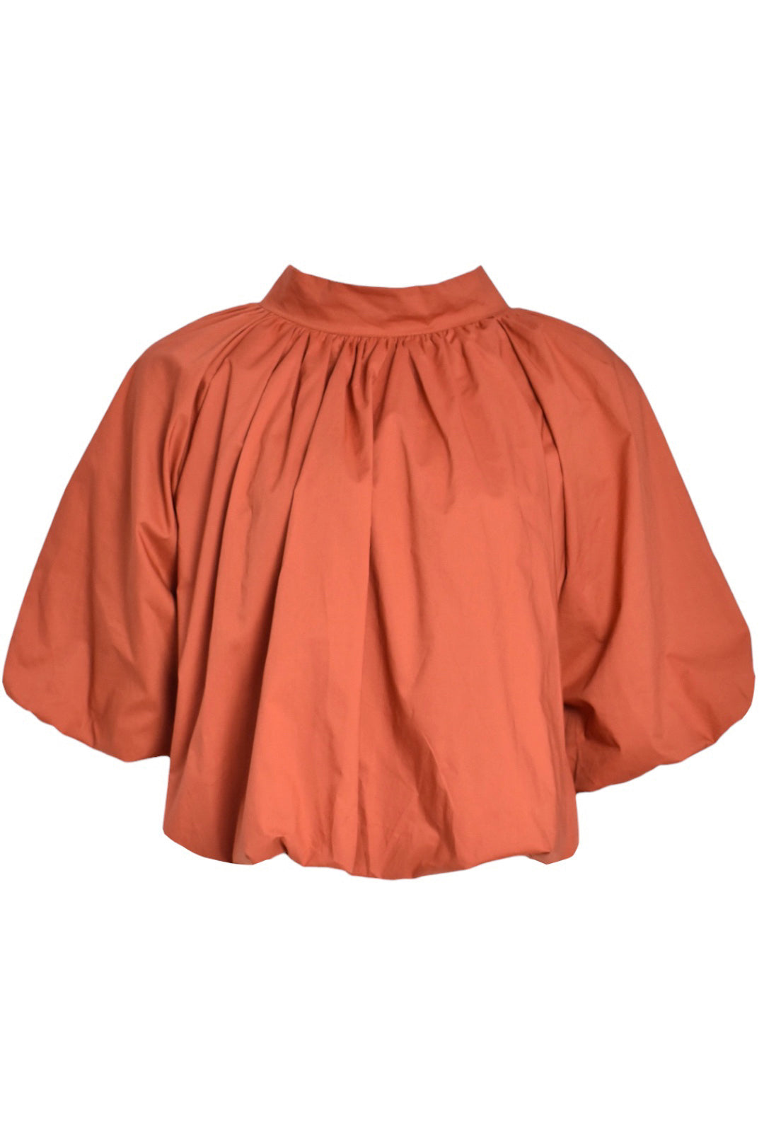 Rust Bubble Hem Tie Blouse