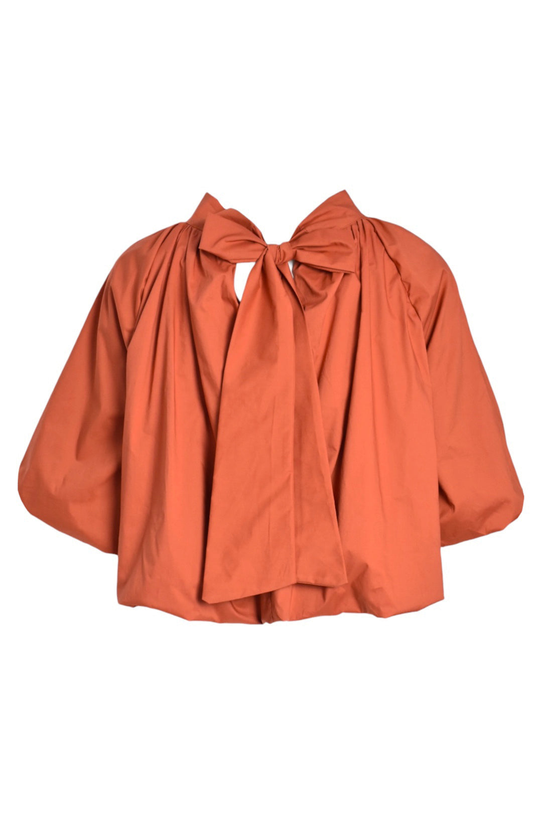 Rust Bubble Hem Tie Blouse