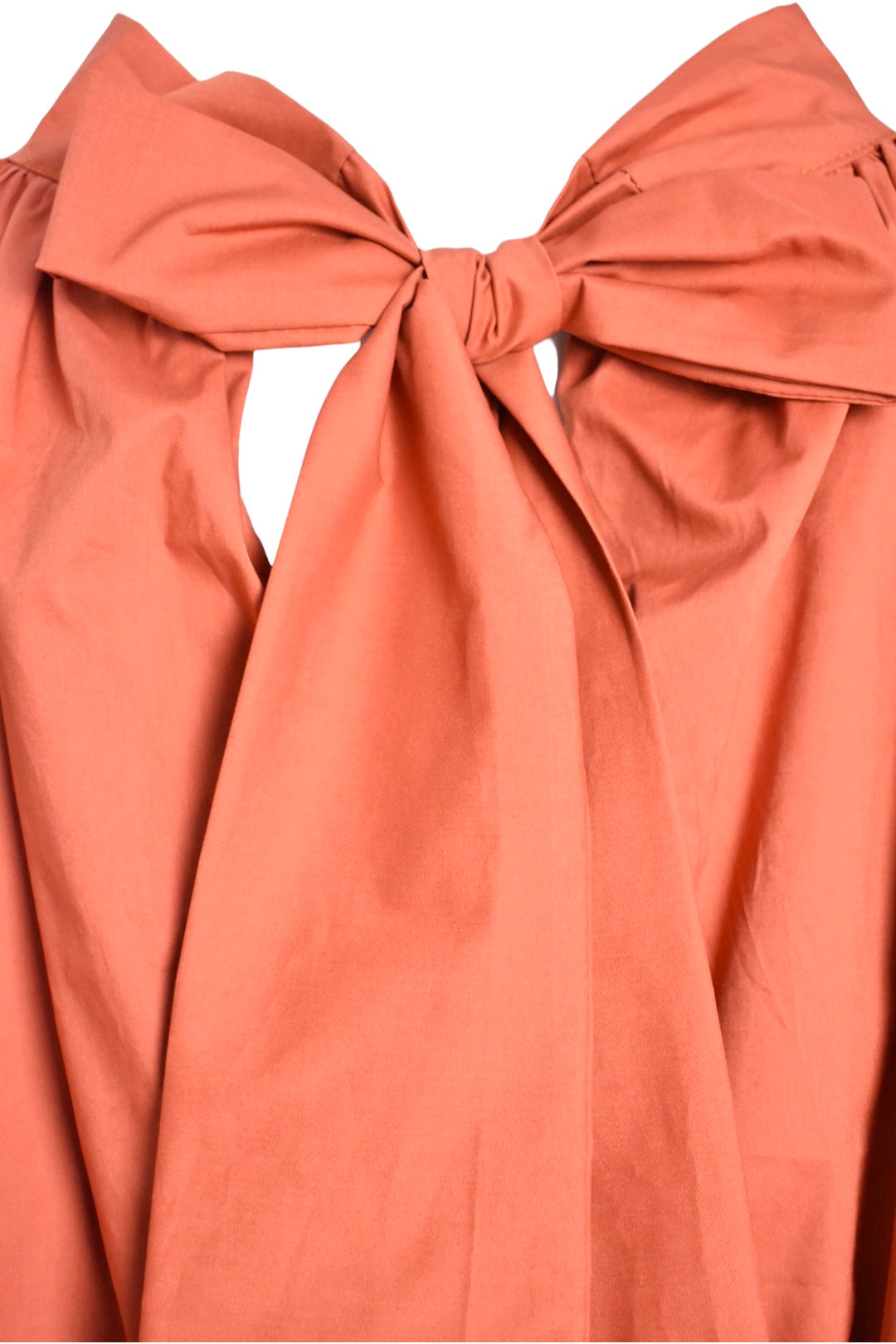 Rust Bubble Hem Tie Blouse