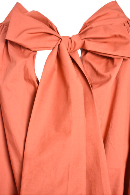 Rust Bubble Hem Tie Blouse