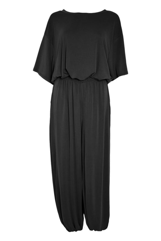 Black Bubble Hem Top & Cuffed Trousers Co-ord