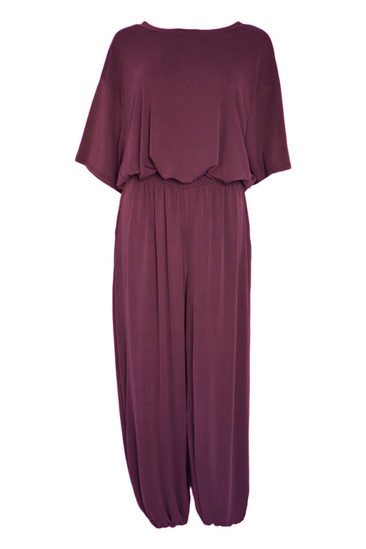 Wine Bubble Hem Top & Cuffed Trousers Co-ord