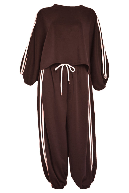 Brown Striped Cuffed Jogger Lougesuit