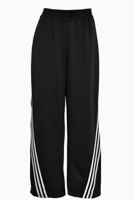 Black Diagonal Striped Side Joggers