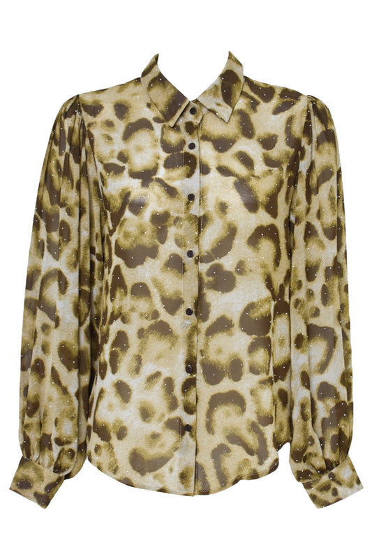 Leopard Print Diamante Shirt