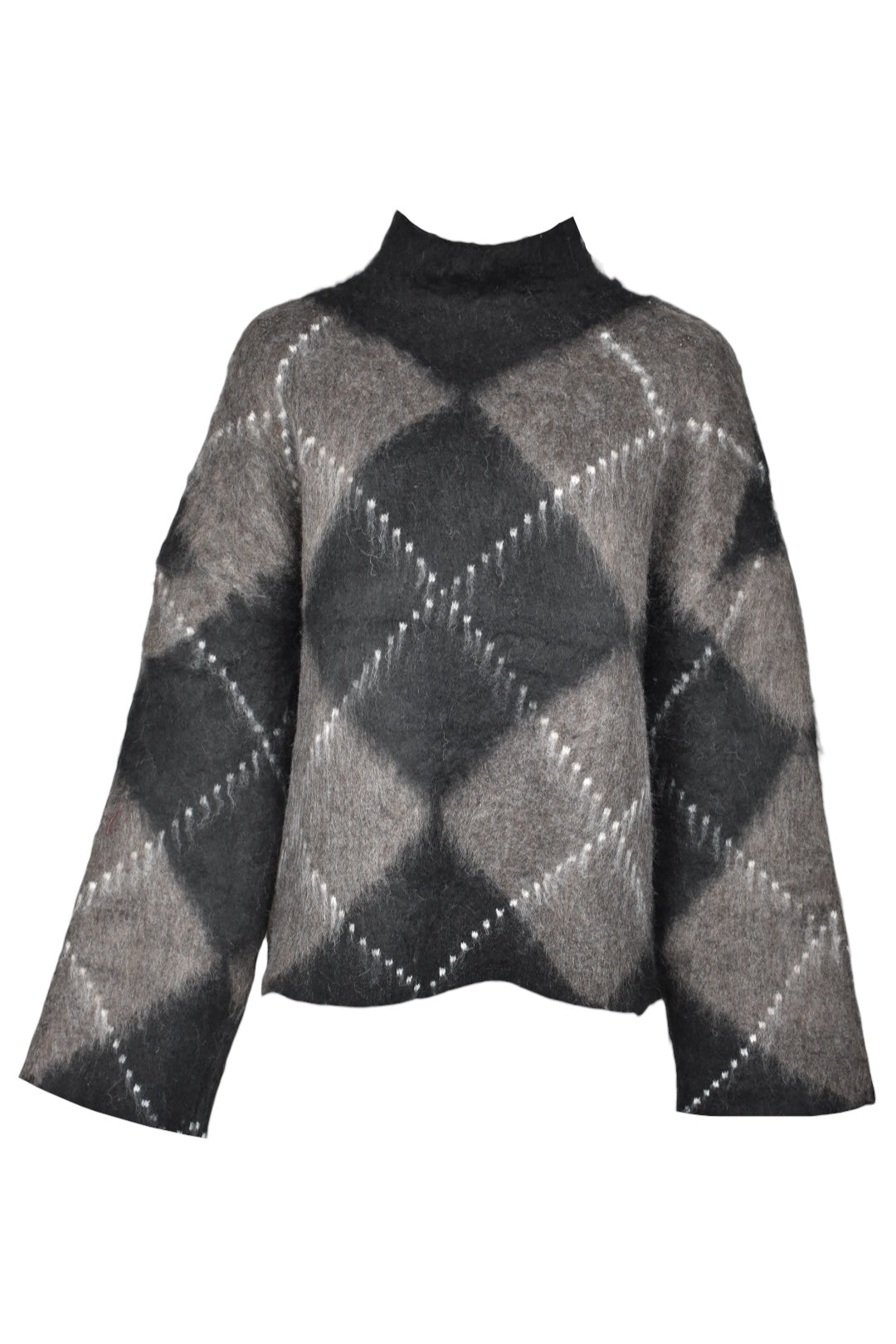 Black & Brown Argyle Turtle Neck Jumper