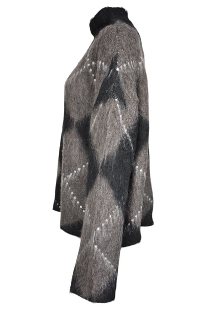 Black & Brown Argyle Turtle Neck Jumper