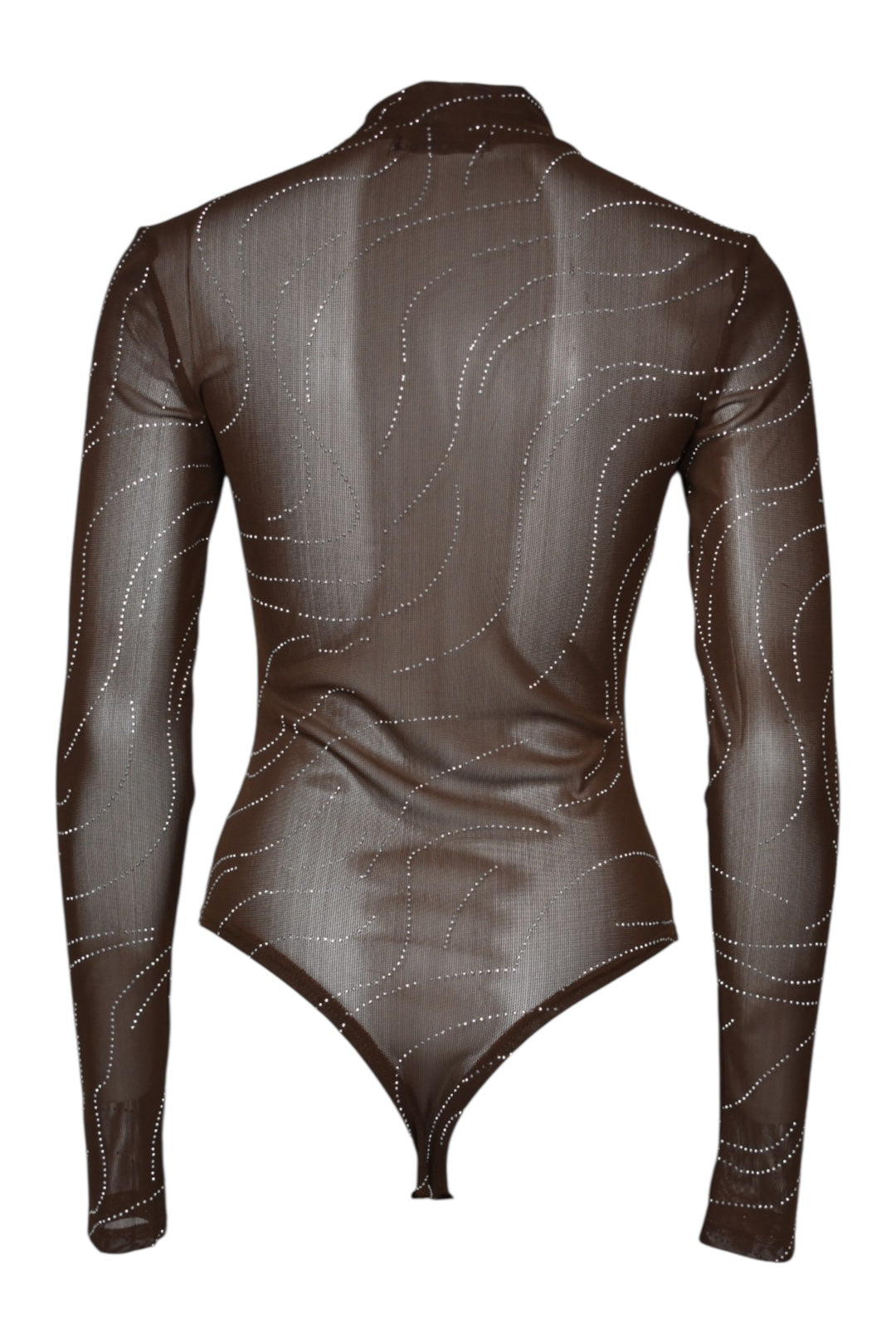 Brown Sheer Diamante Bodysuit