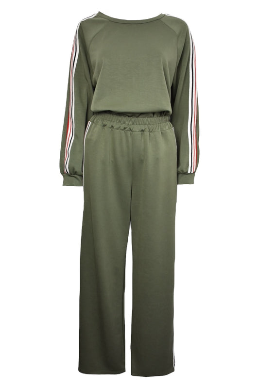 Khaki Side Striped Long Sleeve Loungesuit