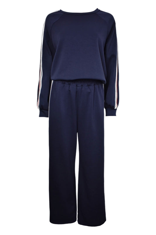 Navy Side Striped Long Sleeve Loungesuit