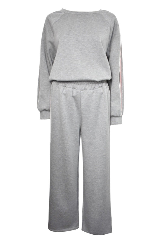 Grey Side Striped Long Sleeve Loungesuit