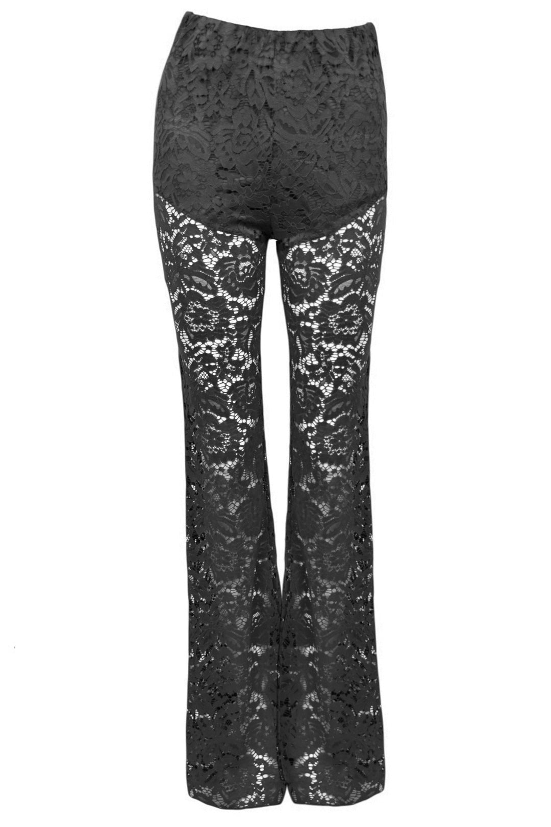 Black Lace Flared Sleeve Top & Trousers Co-ord