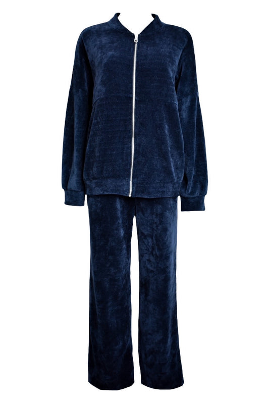 Navy Cord Zipped Jacket Loungesuit