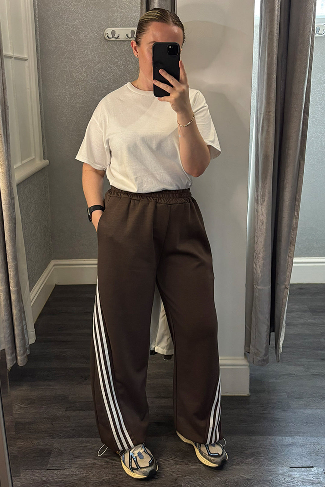 Brown Diagonal Striped Side Joggers