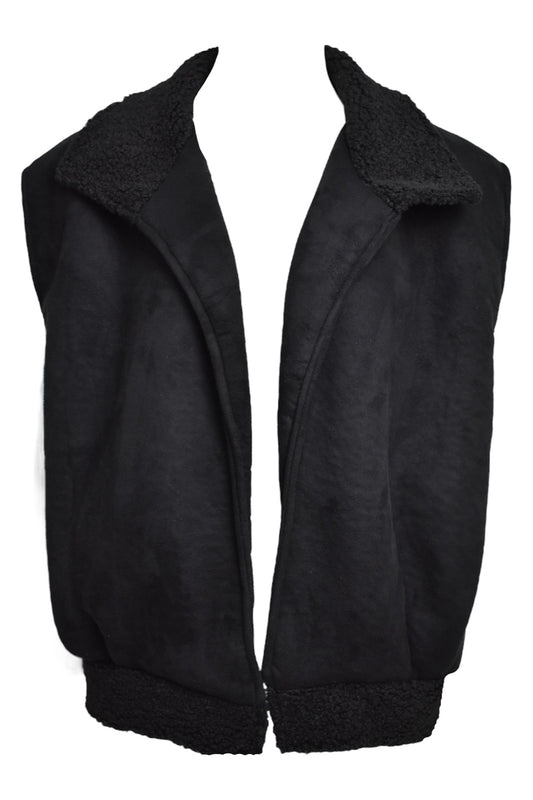 Black Faux Sheepskin Gilet