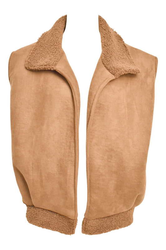 Camel Faux Sheepskin Gilet