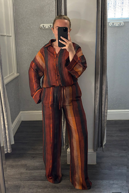Multi Ombre Striped Long Sleeve Shirt & Trousers Co-ord