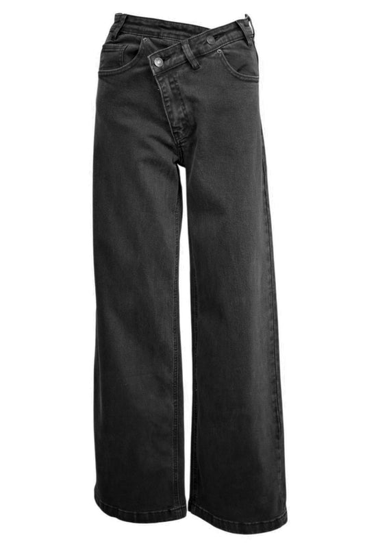 Black Overlap Dad Fit Jeans