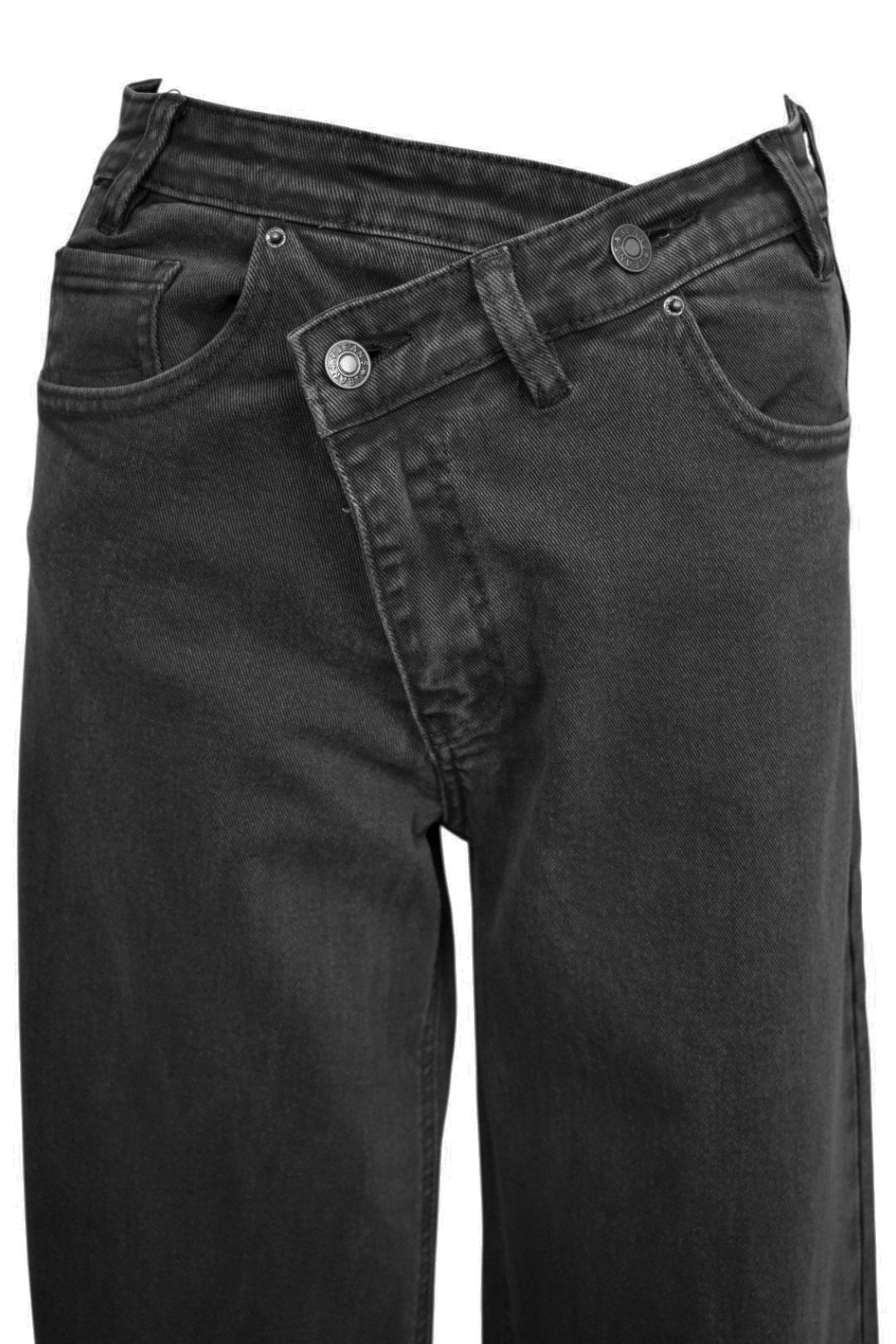 Black Overlap Dad Fit Jeans