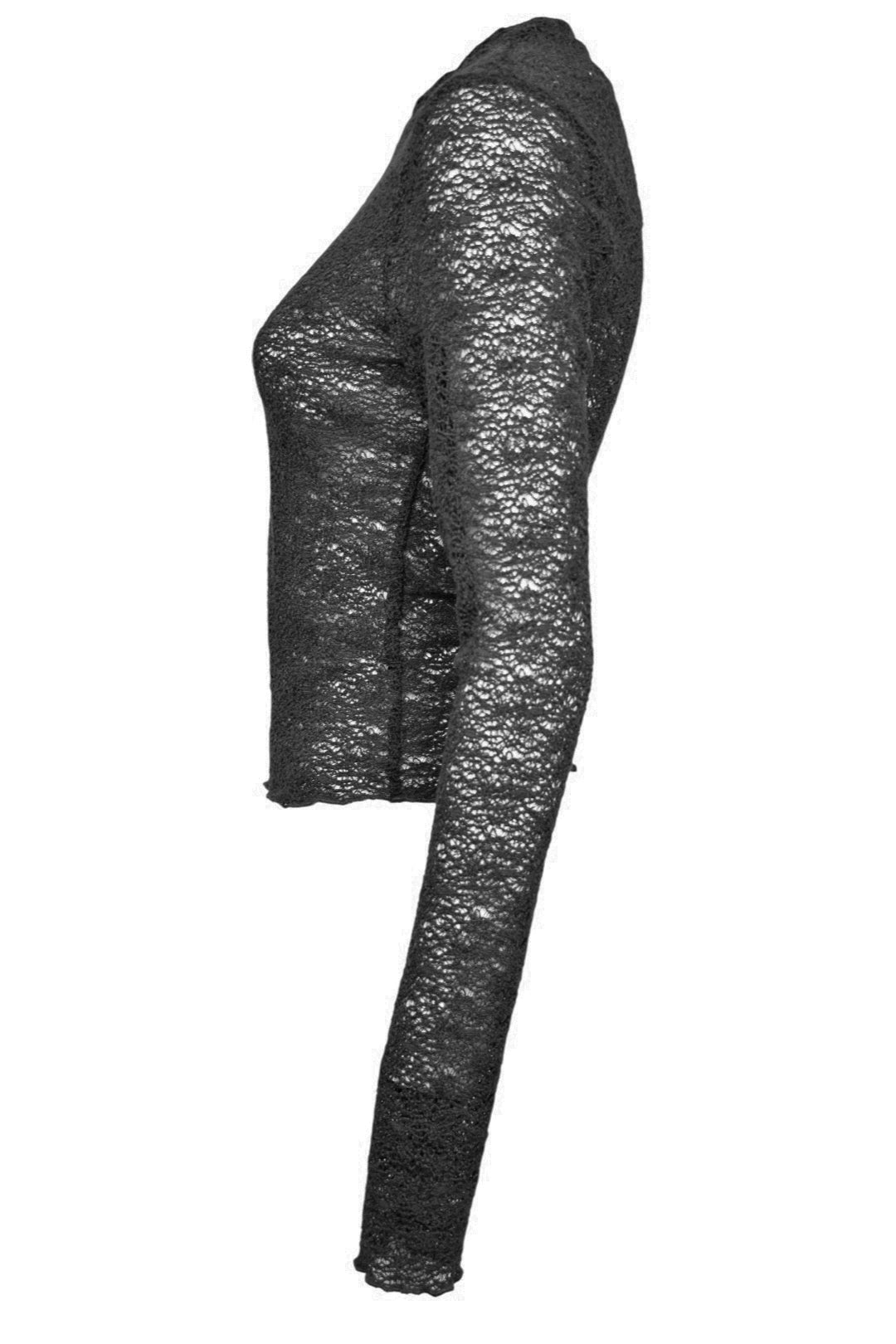 Black Mesh Long Sleeve Top