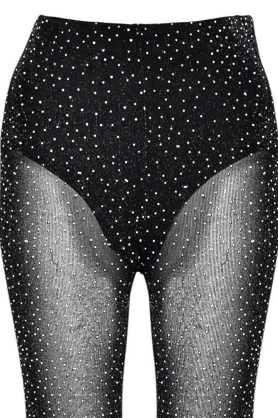 Black Diamante Sheer Flared Trousers