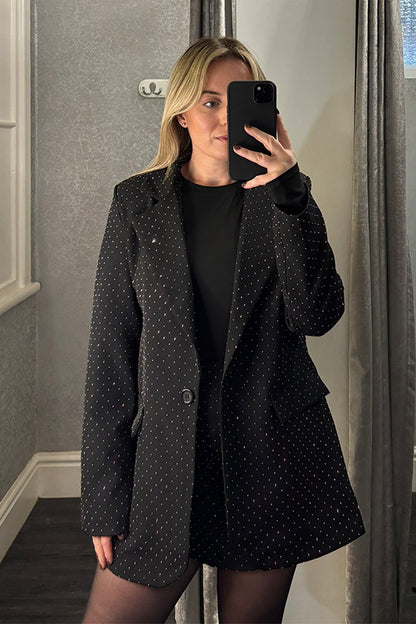 Black Diamante Blazer & Skort Co-ord
