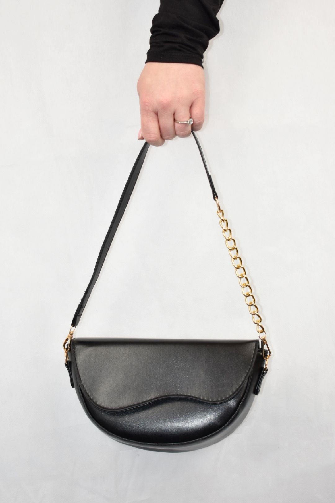 Black Cross Body Saddle Bag