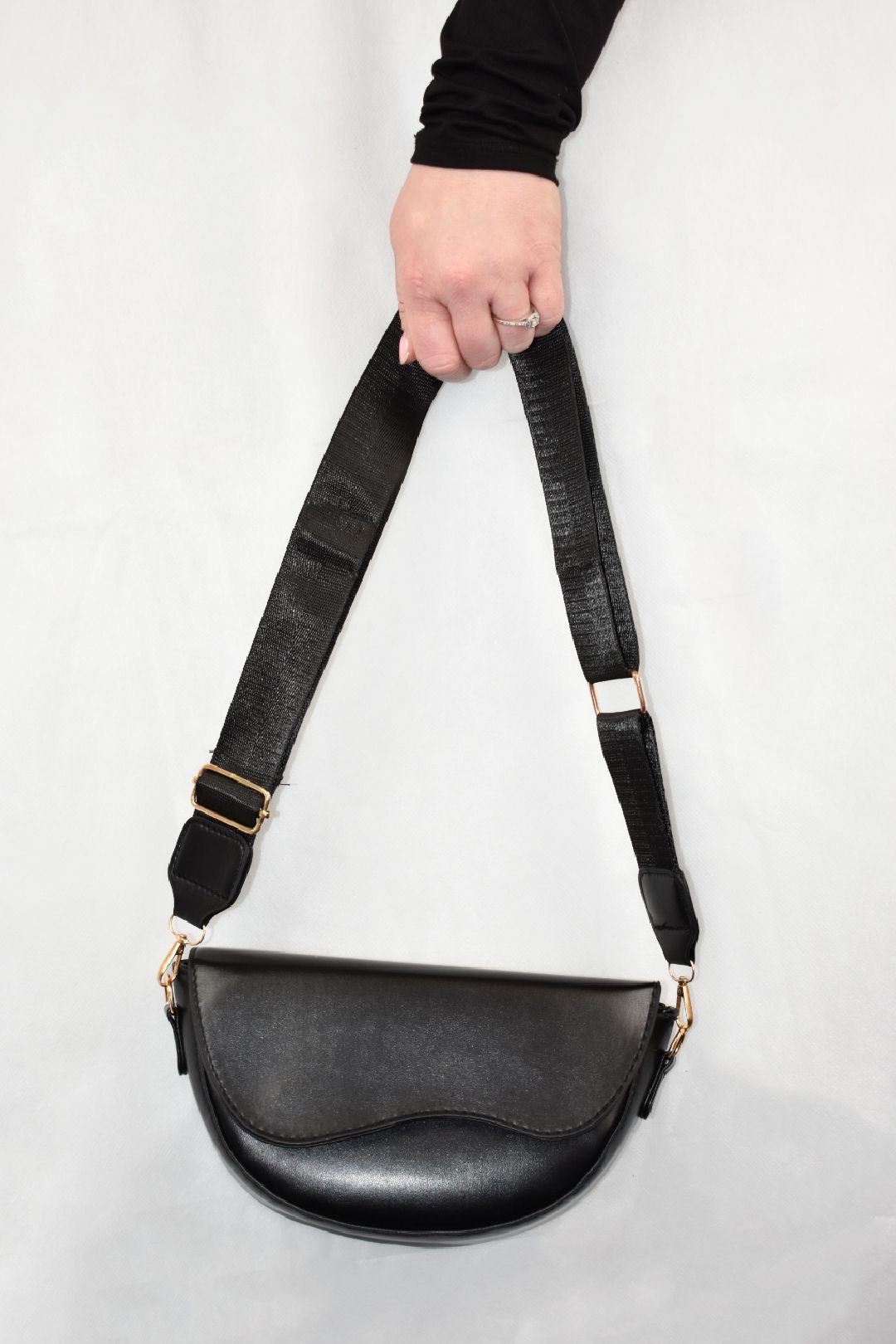 Black Cross Body Saddle Bag