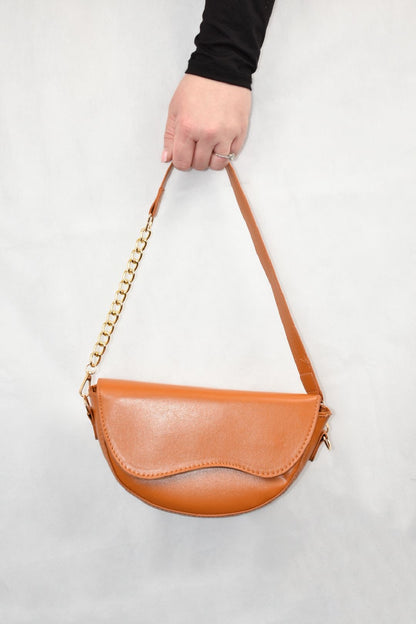 Tan Cross Body Saddle Bag