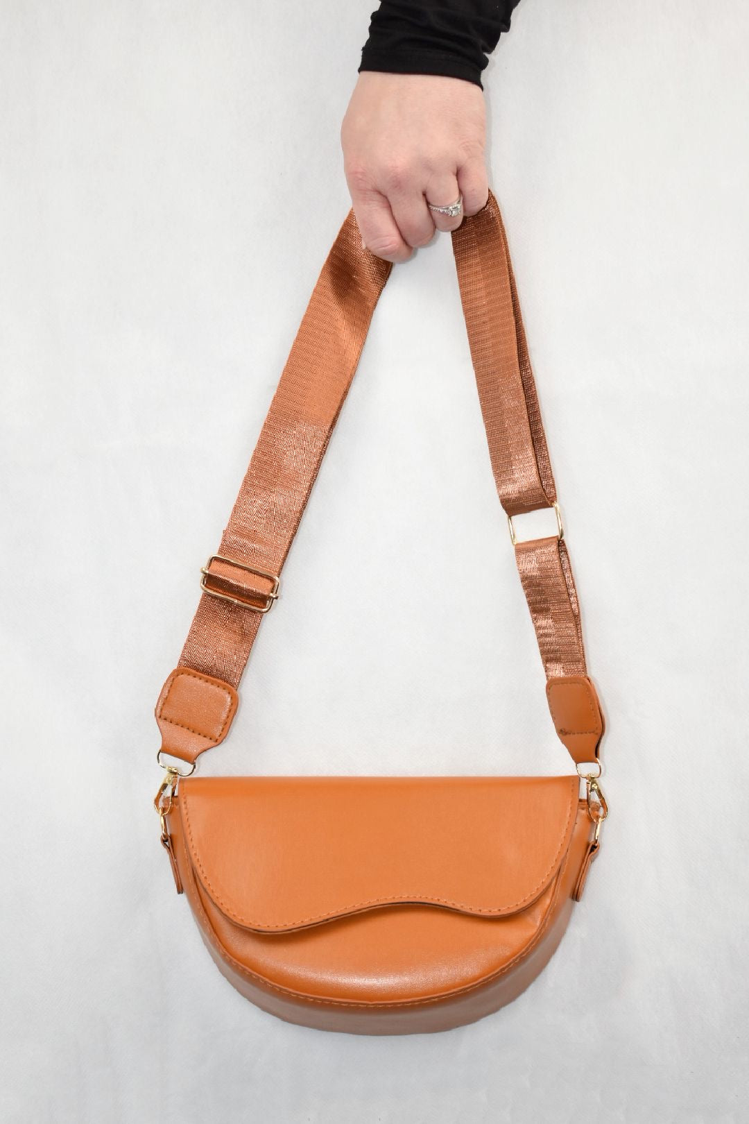 Tan Cross Body Saddle Bag