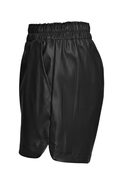 Black Faux Leather Runner Shorts