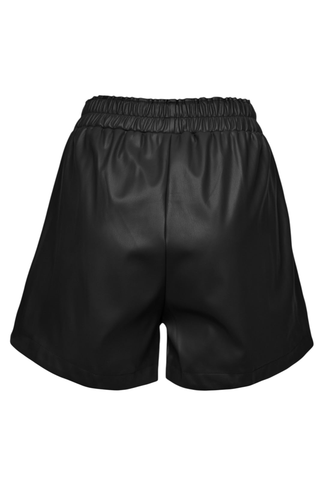 Black Faux Leather Runner Shorts