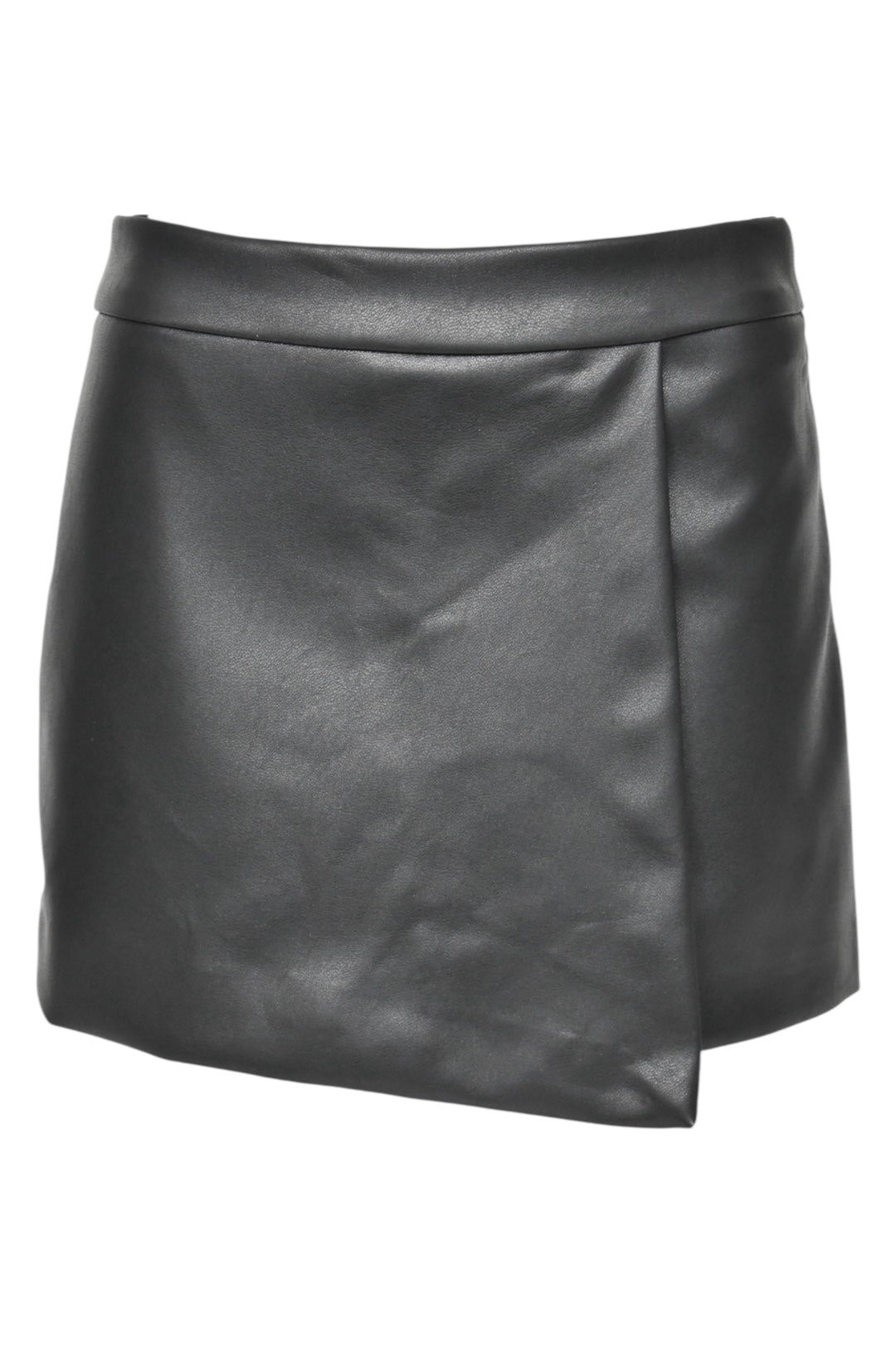 Black Faux Leather Skort