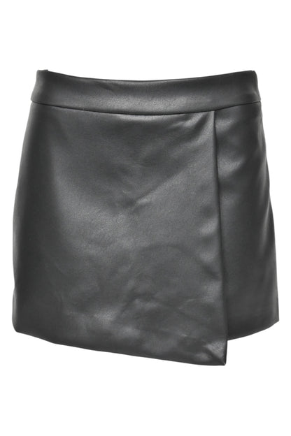Black Faux Leather Skort