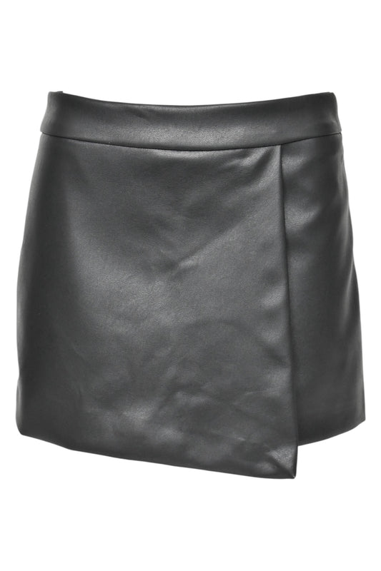 Black Faux Leather Skort