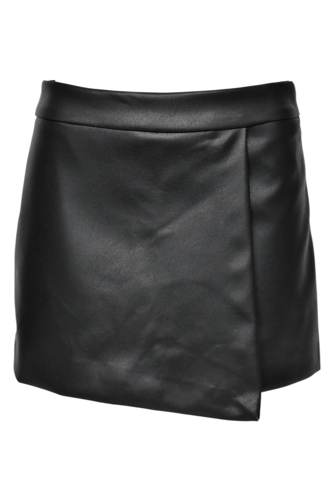 Black Faux Leather Skort