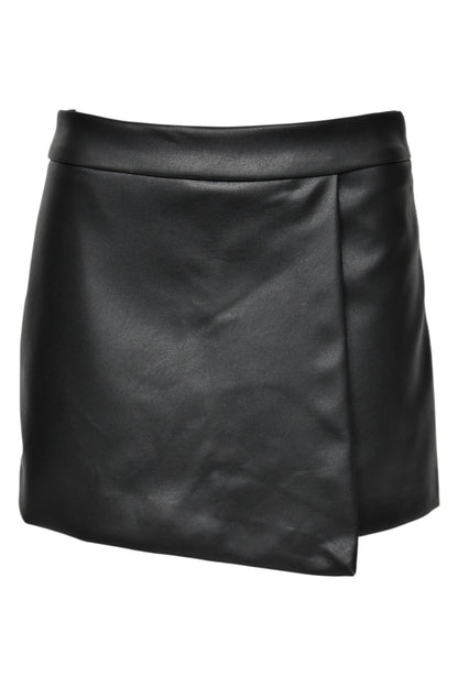 Black Faux Leather Skort