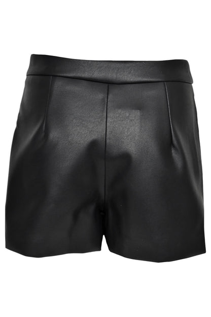 Black Faux Leather Skort
