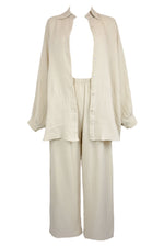 Beige Cheesecloth Shirt & Trousers