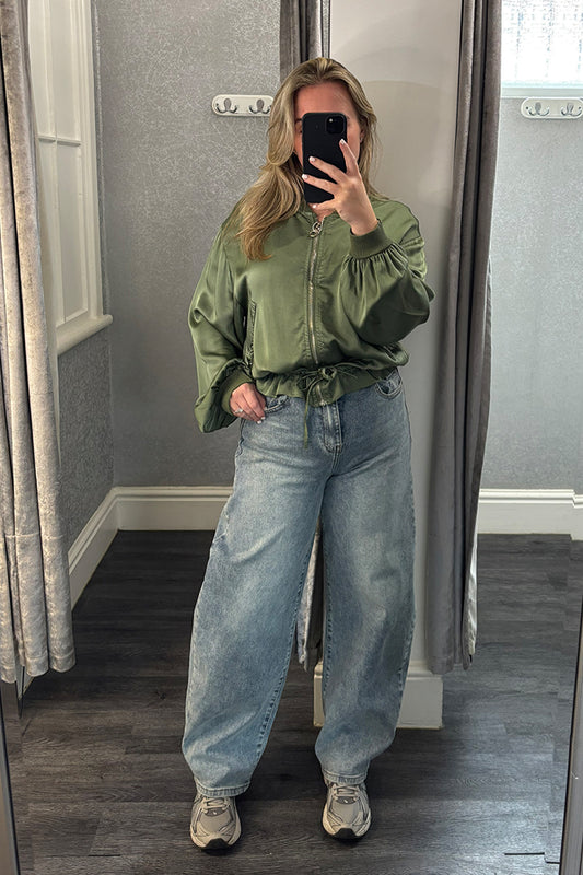 Mid Denim Barrel Leg Jeans