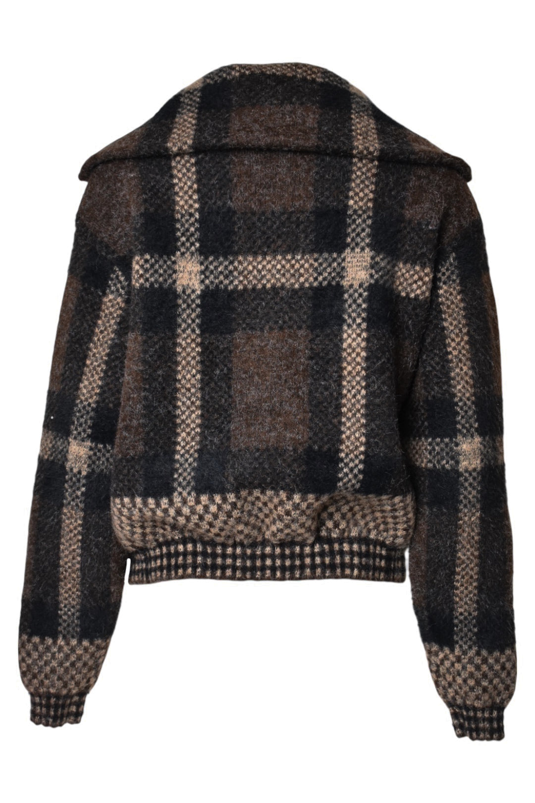 Black & Brown Checked Zip Up Cardigan