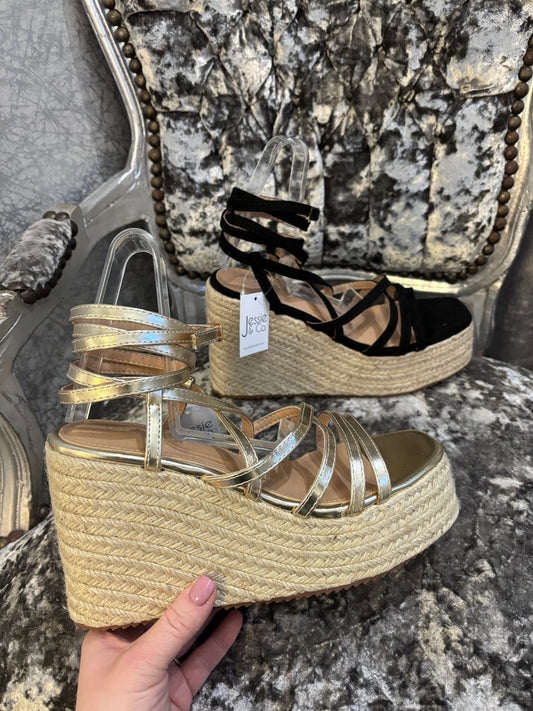 Gold Espadrille Wedge Sandal