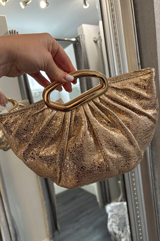 Rose Gold Metal Handle Half Moon Grab Bag