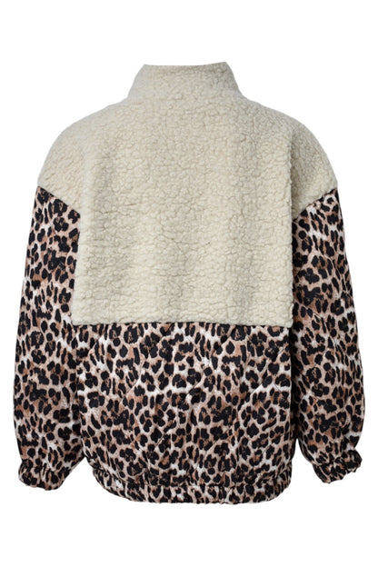 Cream Animal Print Fleece Jacket